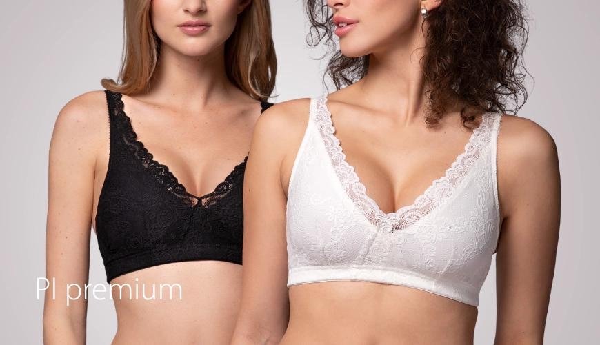 Der elegante Kompressions-BH nach Abschluss der Heilung: PI premium – verfügbar in Schwarz und Creme